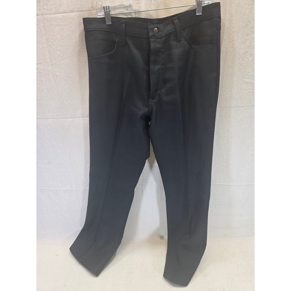 Wrangler Wrancher Dress Jeans Mens 35x31 Black Western Flare Polyester Pants